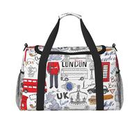 I Love London Print Ample Space Travel Duffle Bag elegante con cerniera impermeabile per aeroplano palestra