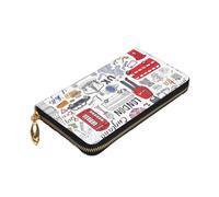 I Love London Print Premium Leather Zip Around Wallet per uomini e donne copertina libretto degli assegni RFID blocco