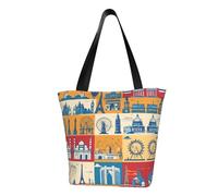 I Love London Print Tote Bag per le donne, borsa a tracolla riutilizzabile grande da donna grande capacità shopping tote borsa alla moda per ufficio, shopping, viaggi