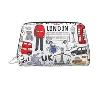 I Love London, trousse da viaggio con divisorio, trousse portatile per cosmetici, Argento, One Size