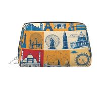 I Love London, trousse da viaggio con scomparti, borsa da toilette portatile da donna, Argento, One Size