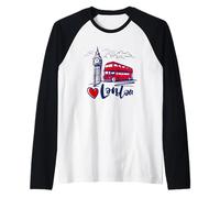 I Love London UK Sketch Drawing Novelty Cool Graphic London Maglia con Maniche Raglan