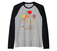 I Love Madrid Spagna Viaggio Souvenir Maglia con Maniche Raglan