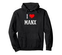 I Love Manx I Heart Manx Amante dei gatti Senza coda Gatto Felino Pet Felpa con Cappuccio