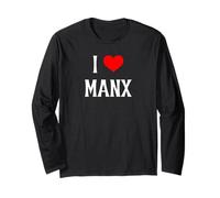 I Love Manx I Heart Manx Amante dei gatti Senza coda Gatto Felino Pet Maglia a Manica