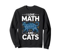I Love Math And Cats Funny Teacher Student Kitten Nerd Style Felpa