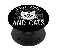 I Love Math And Cats Gatto Nerd Professore Matematica PopSockets PopGrip Adesivo