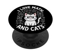 I Love Math And Cats Gatto Nerd Regalo Insegnante Matematica PopSockets PopGrip Adesivo