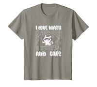 I Love Math E Gatti Cute Kitty Cat Matematica Maglietta, Bambini, Ardesia, 8 Anni
