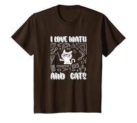 I Love Math E Gatti Cute Kitty Cat Matematica Maglietta, Bambini, Marrone, 4 Anni