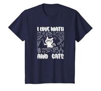 I Love Math E Gatti Cute Kitty Cat Matematica Maglietta, Bambini, Navy, 3 Anni
