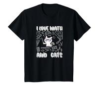 I Love Math E Gatti Cute Kitty Cat Matematica Maglietta, Bambini, Nero, 3 Anni