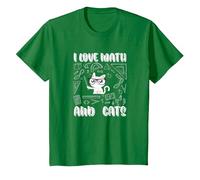 I Love Math E Gatti Cute Kitty Cat Matematica Maglietta, Bambini, Verde Mela, 4 Anni