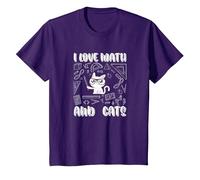 I Love Math E Gatti Cute Kitty Cat Matematica Maglietta, Bambini, Viola, 8 Anni
