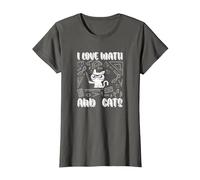 I Love Math E Gatti Cute Kitty Cat Matematica Maglietta, Donna, Asfalto, XS