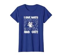I Love Math E Gatti Cute Kitty Cat Matematica Maglietta, Donna, Blu Reale, S