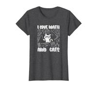 I Love Math E Gatti Cute Kitty Cat Matematica Maglietta, Donna, Grigio Scuro, XS
