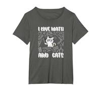 I Love Math E Gatti Cute Kitty Cat Matematica Maglietta, Donna Plus-Size, Asfalto, 2X