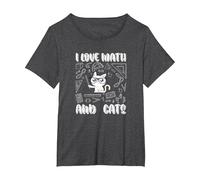 I Love Math E Gatti Cute Kitty Cat Matematica Maglietta, Donna Plus-Size, Grigio Scuro, 4X