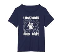 I Love Math E Gatti Cute Kitty Cat Matematica Maglietta, Donna Plus-Size, Navy, 4X