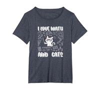 I Love Math E Gatti Cute Kitty Cat Matematica Maglietta, Donna Plus-Size, Pervinca, 5X