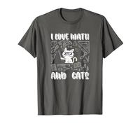I Love Math E Gatti Cute Kitty Cat Matematica Maglietta, Uomo, Asfalto, S