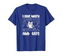 I Love Math E Gatti Cute Kitty Cat Matematica Maglietta, Uomo, Blu Reale, S