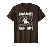 I Love Math E Gatti Cute Kitty Cat Matematica Maglietta, Uomo, Marrone, XXL