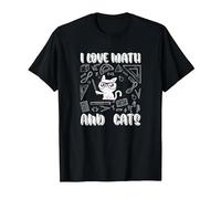 I Love Math E Gatti Cute Kitty Cat Matematica Maglietta, Uomo, Nero, S