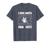 I Love Math E Gatti Cute Kitty Cat Matematica Maglietta, Uomo, Pervinca, XL