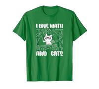 I Love Math E Gatti Cute Kitty Cat Matematica Maglietta, Uomo, Verde Mela, S