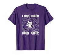 I Love Math E Gatti Cute Kitty Cat Matematica Maglietta, Uomo, Viola, XL