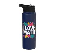 I Love Math forme geometriche design colorato Stainless Steel Insulated Water Bottle