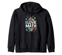 I Love Math Numeri Geometrici Colorati Felpa con Cappuccio
