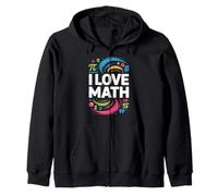 I Love Math Vibranti Simboli Colorati Felpa con Cappuccio