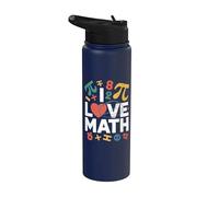 I Love Math With Heart Pi Simboli Stainless Steel Insulated Water Bottle