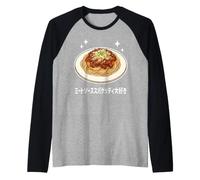 I Love Meat Sauce Spaghetti Japanese Pasta Lover Design Maglia con Maniche Raglan