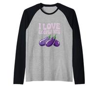 I Love Melanzane Citazione di Verdure Divertente Maglia con Maniche Raglan