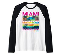 I Love Miami, Cool Miami Florida Colourful Sunrise Graphic Maglia con Maniche Raglan