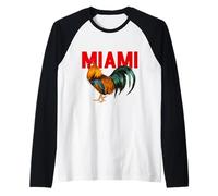 I Love Miami, Cool Miami with Colorful Rooster Illustration Maglia con Maniche Raglan