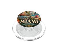 I Love Miami FL., Miami Tropical Beach Vintage Travel Poster PopSockets PopGrip per MagSafe
