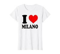 I Love Milano Italia Maglietta, Donna, Bianco, L