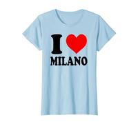 I Love Milano Italia Maglietta, Donna, Celeste, L
