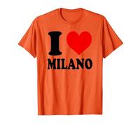 I Love Milano Italia Maglietta, Uomo, Arancio, L