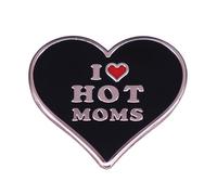 I love MILFs Hot DADS Hot Moms Spicy Mom a forma di cuore smalto spilla spilla distintivo accessori gioielli, Metallo Acciaio inossidabile, Nessuna pietra preziosa