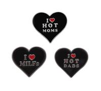 I love MILFs Hot Dads Hot Moms Spilla a forma di cuore Love Smalto Spilla Distintivo per la Festa della Mamma Festa del Papà Gioielli Regalo Spilla Distintivo per Jean Borsa Abbigliamento Decorazione,