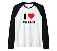 I Love Milfs I Heart Milfs Y2k Aesthetic Red Heart Maglia con Maniche Raglan