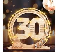 I LOVE MOM 30 regali di denaro per compleanno, regalo di compleanno per donne e uomini, 30 cartelli in legno con catena luminosa a LED, supporto per 30 compleanni, decorazione per matrimonio con perle