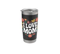 I Love Mom - Cuore floreale con farfalla Bicchiere termico in acciaio inox doppia parete