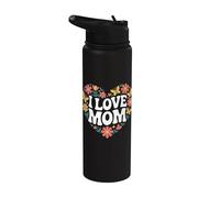 I Love Mom - Cuore floreale con farfalla Stainless Steel Insulated Water Bottle